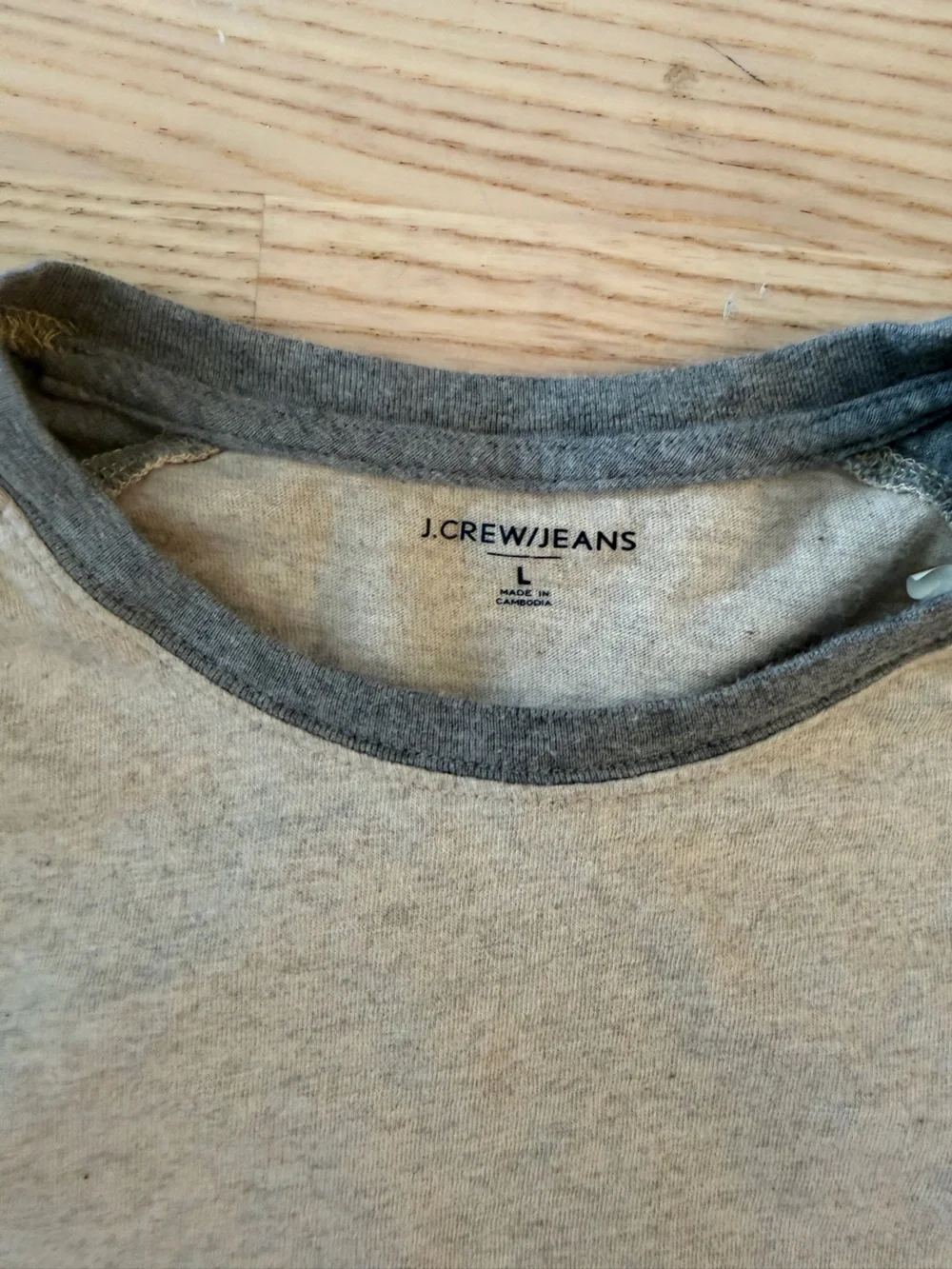 J Crew Classic Two-Tone Raglan Long-Sleeve Shirt - Grey/Cream
